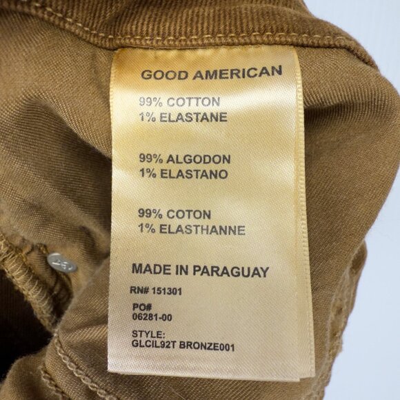 GOOD AMERICANS Good High-Rise Stretch Cigarette-Leg Slim Bronze Jeans Size 15 - Picture 7 of 10